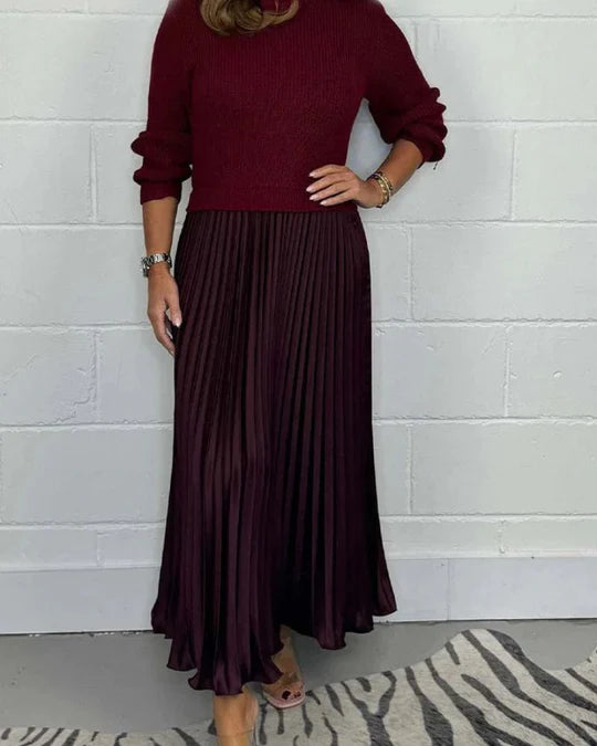 LOTIE™ | ELEGANT ROUND NECK PLEATED DRESS