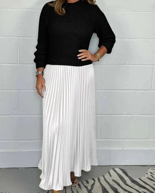 LOTIE™ | ELEGANT ROUND NECK PLEATED DRESS