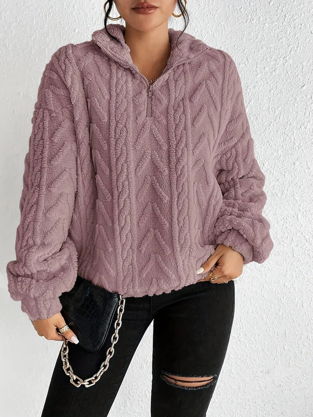 AILA™ | FLUFFY ZIP SWEATER