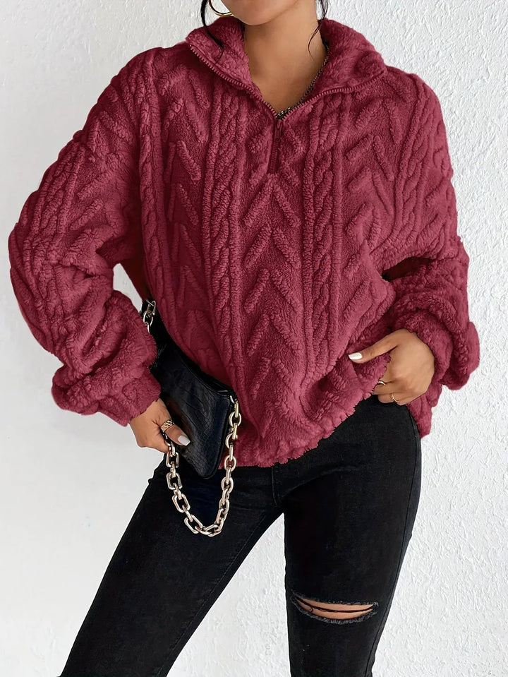 AILA™ | FLUFFY ZIP SWEATER