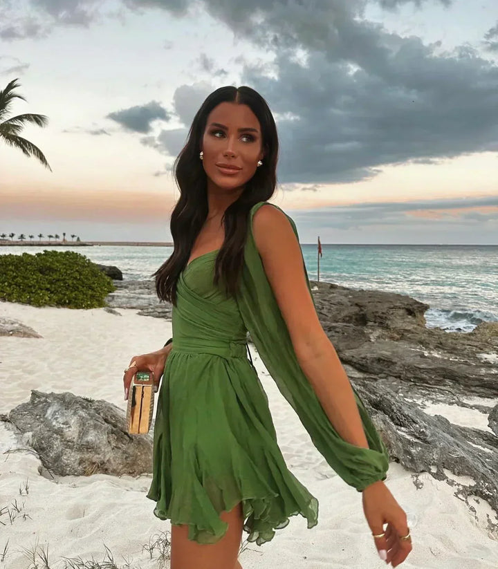 BRIGITTE™ | FLOWING DRESS WITH SHEER SLEEVES