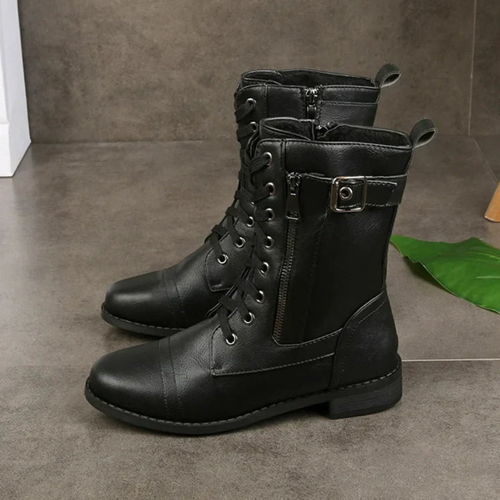 AURELIA™ | LEATHER BOOTS WITH ROUND TOE