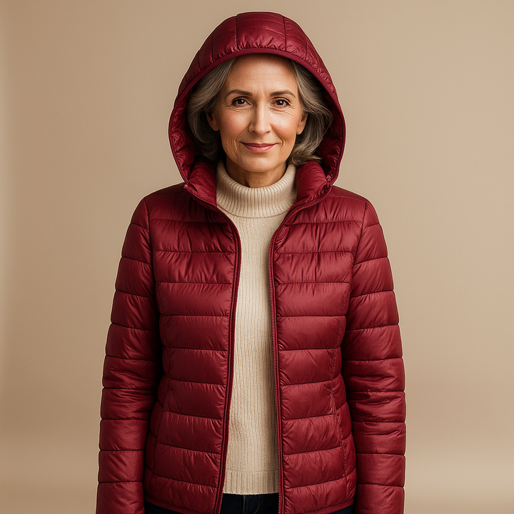Brooke™ | Hooded Puffer Jacket - Burgundy