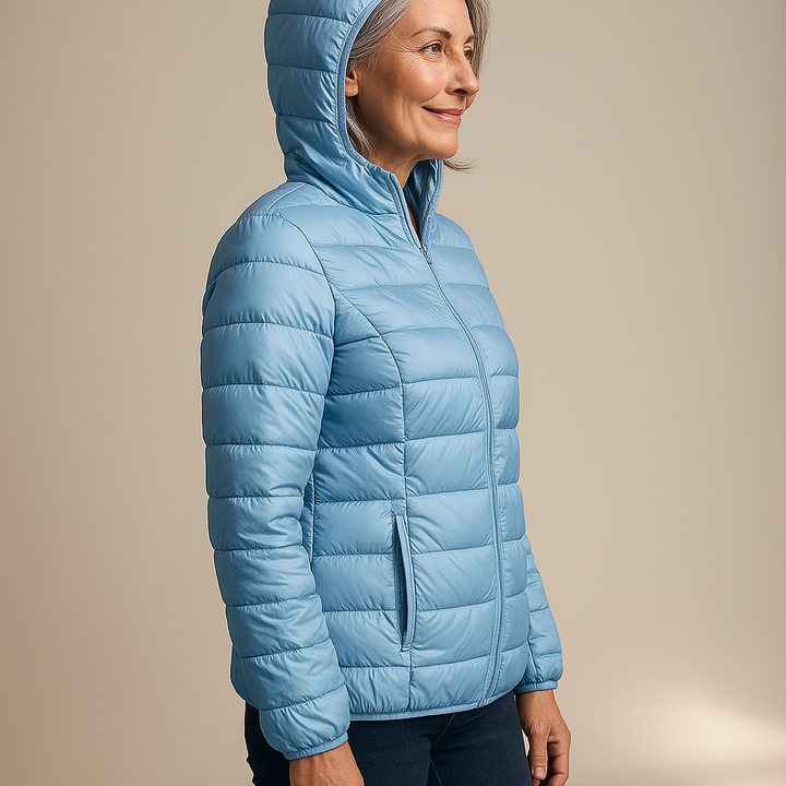 EVELYN™ | HOODED PUFFER JACKET HEAVENLY BLUE