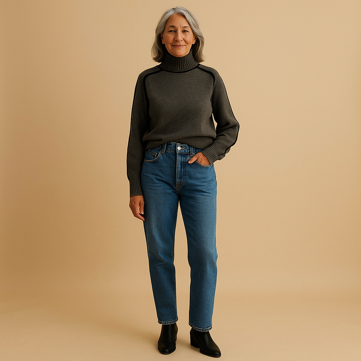 HARRIET™ | CONTRAST TRIM TURTLENECK SWEATER