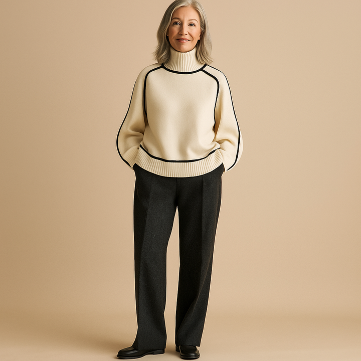 HARRIET™ | CONTRAST TRIM TURTLENECK SWEATER