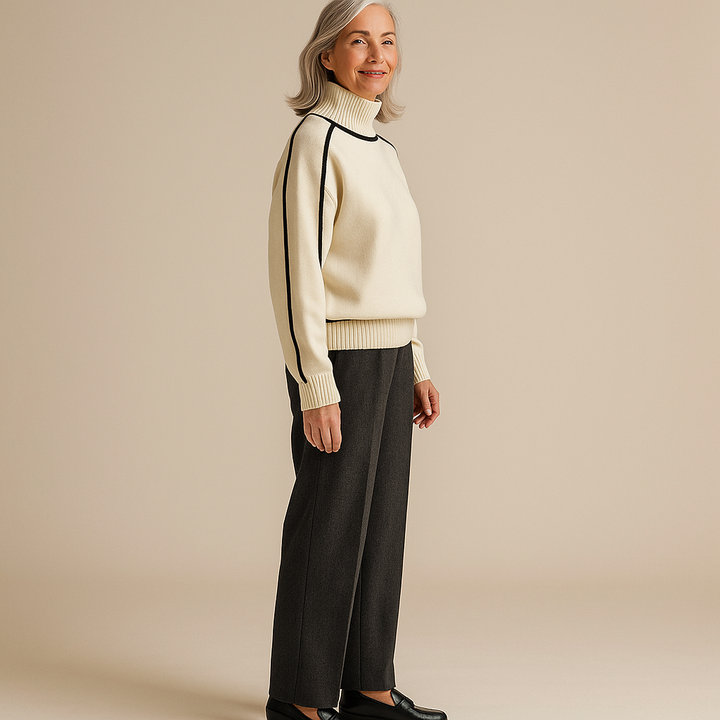 HARRIET™ | CONTRAST TRIM TURTLENECK SWEATER