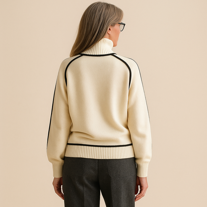 HARRIET™ | CONTRAST TRIM TURTLENECK SWEATER