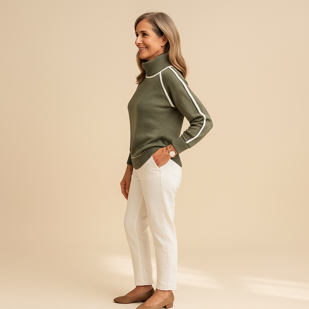 Brooke™ | Contrast Trim Turtleneck Sweater