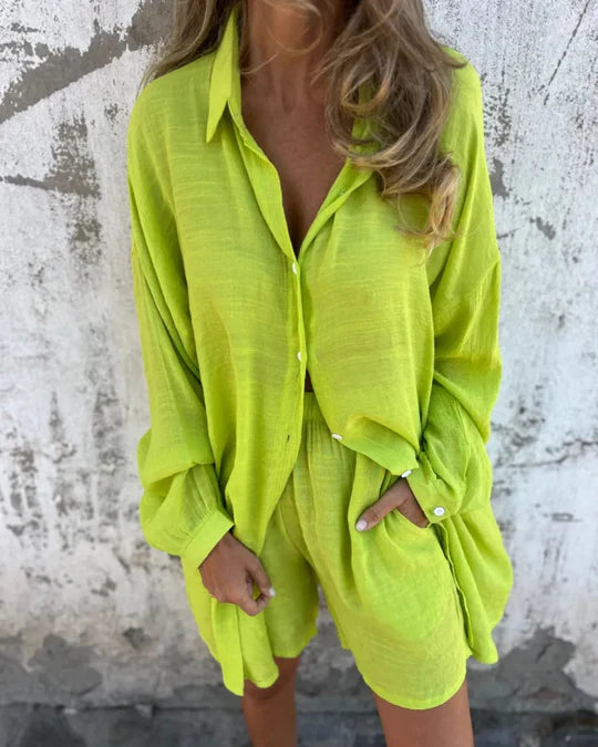 IZELA™ | CASUAL SHIRT AND SHORTS SET