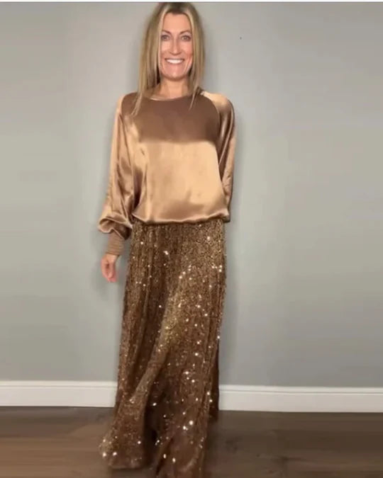 BOHEME™ | CREW NECK TOP & SEQUIN MAXI SKIRT