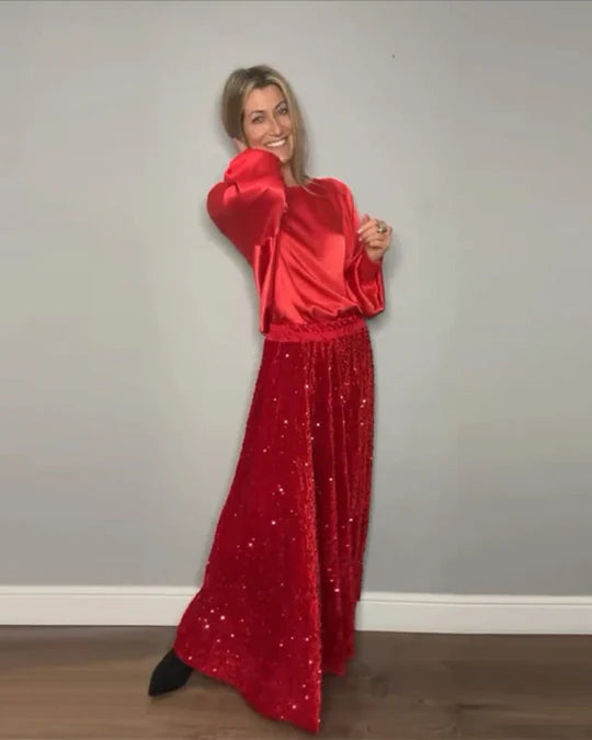 BOHEME™ | CREW NECK TOP & SEQUIN MAXI SKIRT
