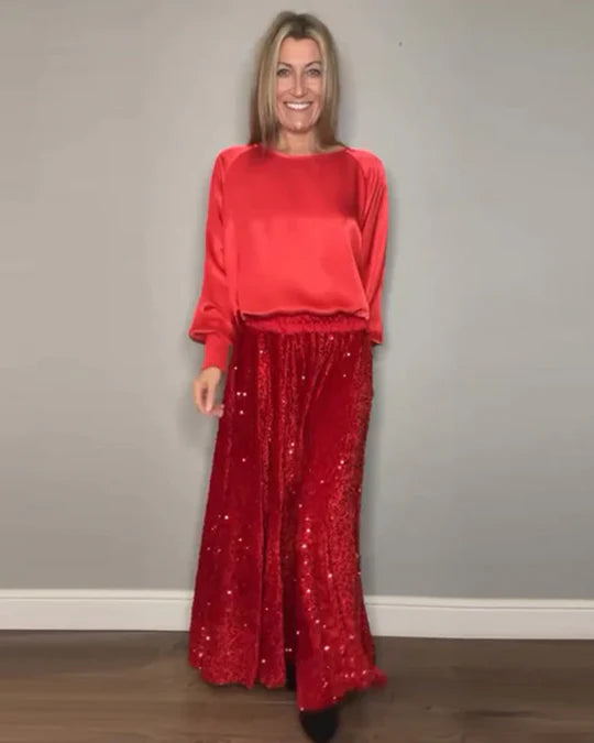BOHEME™ | CREW NECK TOP & SEQUIN MAXI SKIRT