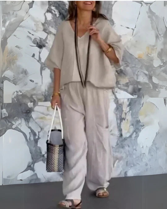 SAIRELA™ | COTTON AND LINEN CASUAL SET