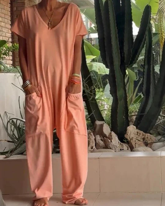 MAIRE™ | CASUAL V NECK SOLID COLOR JUMPSUIT