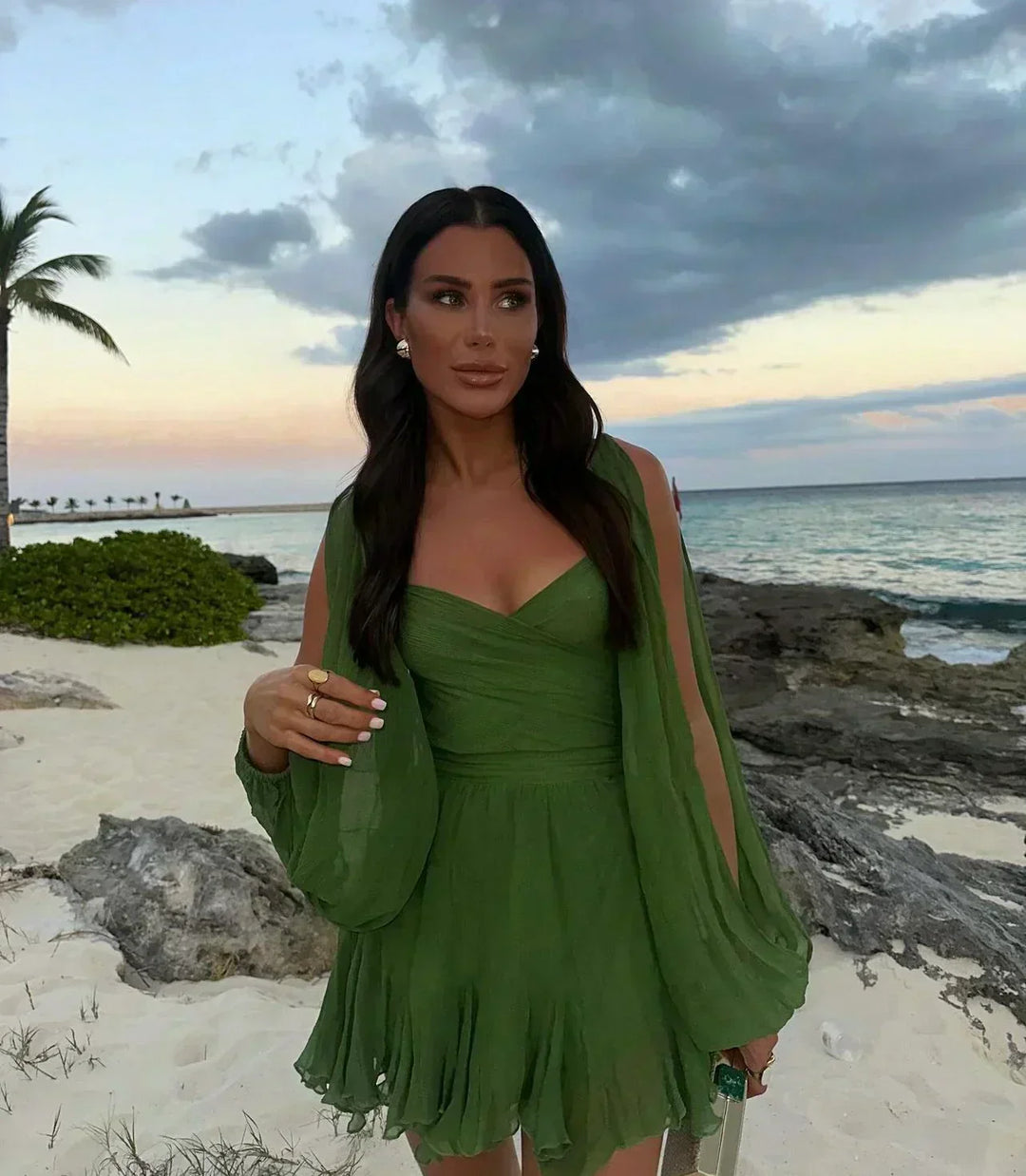 BRIGITTE™ | FLOWING DRESS WITH SHEER SLEEVES