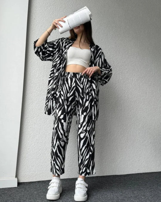 DENIA™ | PRINT OVERSIZED SHIRT AND PANTS SET