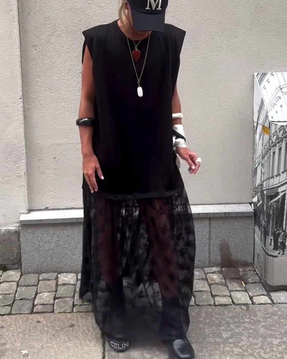 ISABELLA™ | SLEEVELESS MESH PATCHWORK DRESS