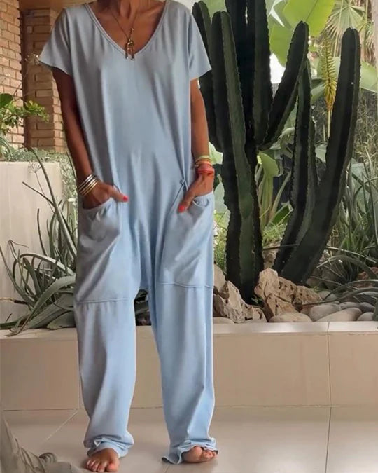 MAIRE™ | CASUAL V NECK SOLID COLOR JUMPSUIT
