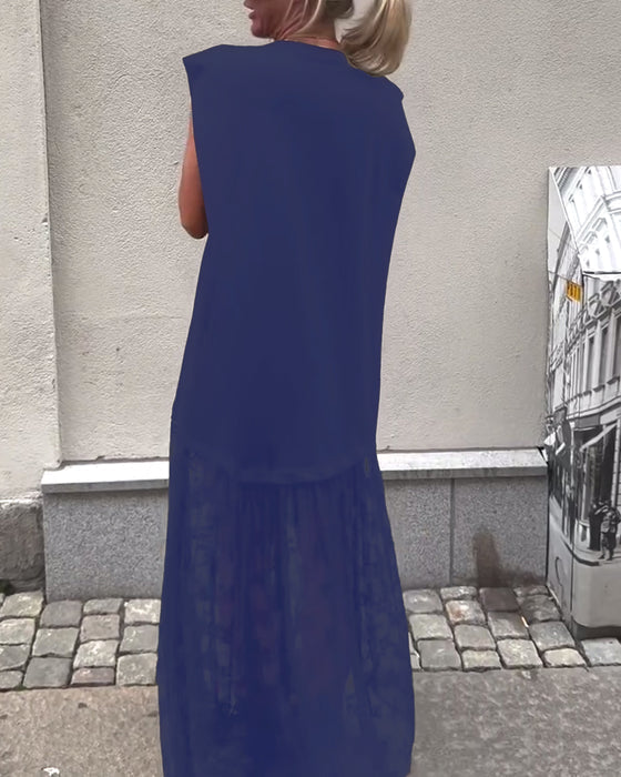 ISABELLA™ | SLEEVELESS MESH PATCHWORK DRESS