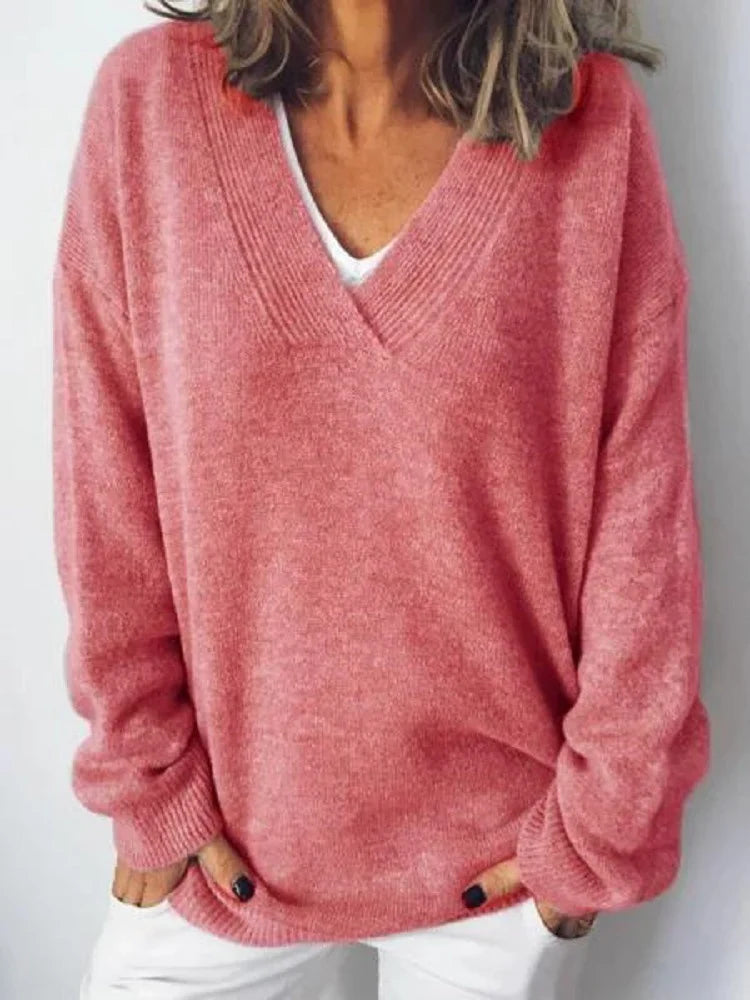 MONIKA™ | V NECK SOFT KNIT PULLOVER