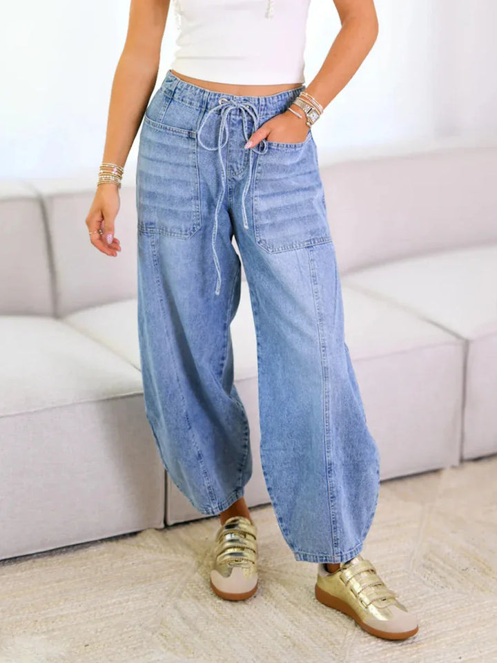 ALINA™ | RELAXED FIT DRAWSTRING DENIM PANTS
