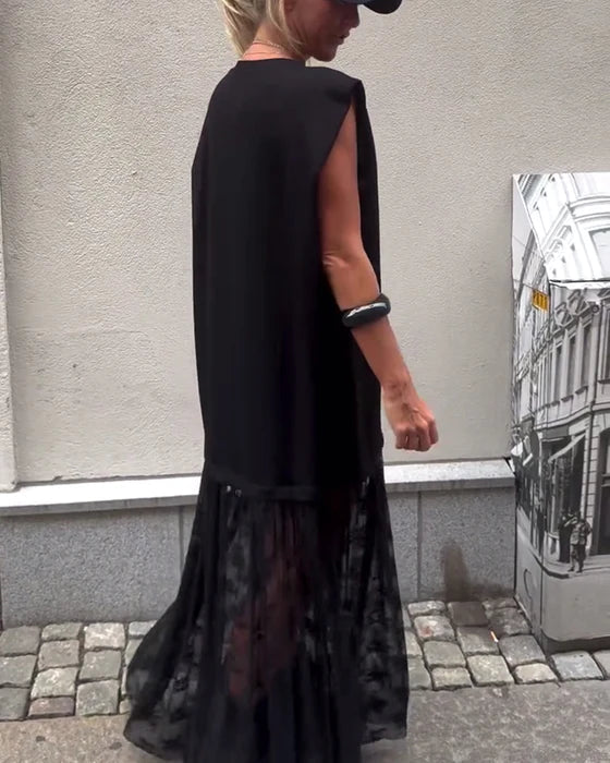 ISABELLA™ | SLEEVELESS MESH PATCHWORK DRESS