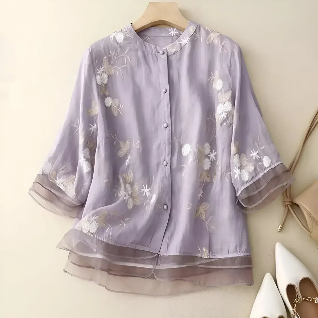 ELLA™ | FLORAL EMBROIDERED COTTON TOP