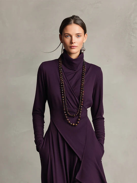 NANCY™ | ASYMMETRIC DRAPED MAXI DRESS