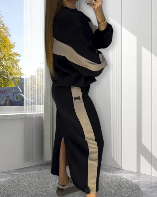 VERINA™ | LONG SLEEVE TOP & SLIT SKIRT SET