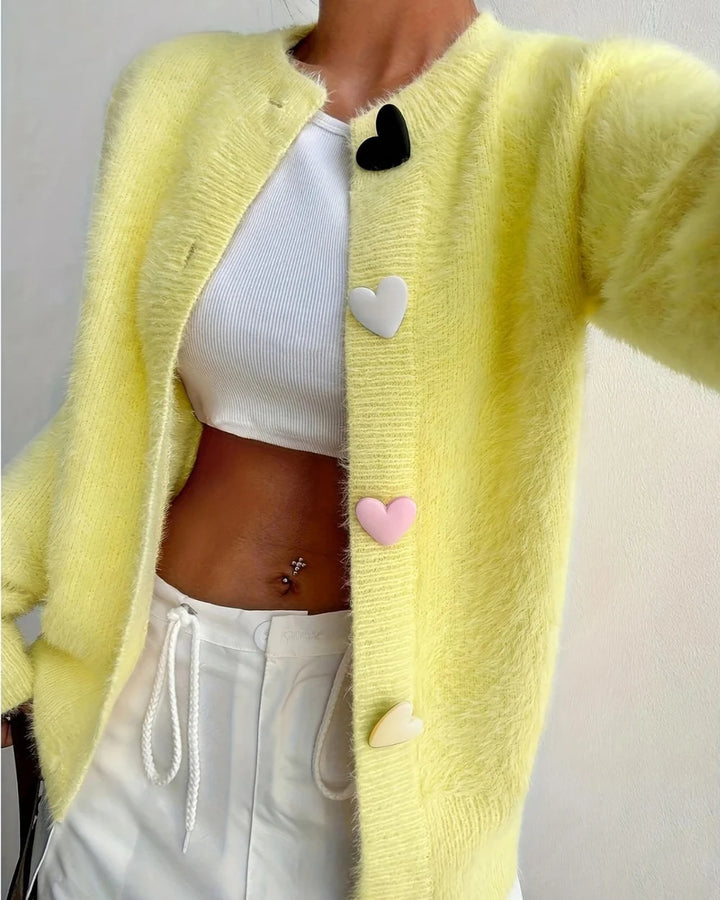 LUCIA™ | HEART BUTTON CARDIGAN