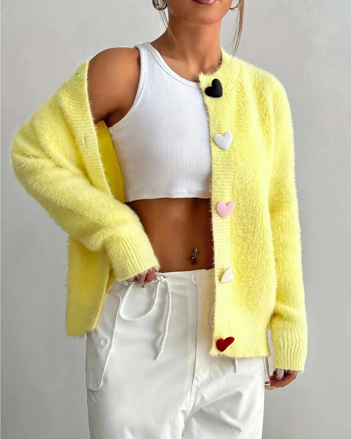 LUCIA™ | HEART BUTTON CARDIGAN