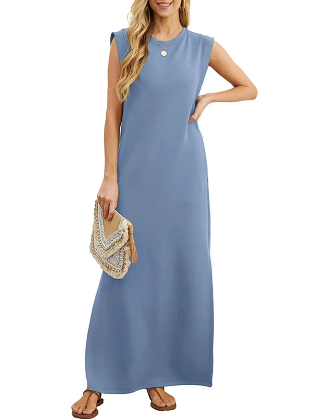 MIRABELLE™ | SPLIT HEM WRINKLE-FREE DRESS