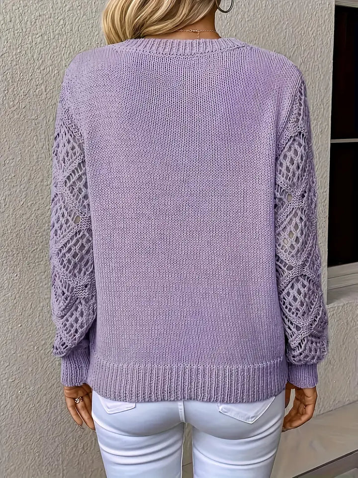 ELIZA™ | LACE-SLEEVED KNIT SWEATER