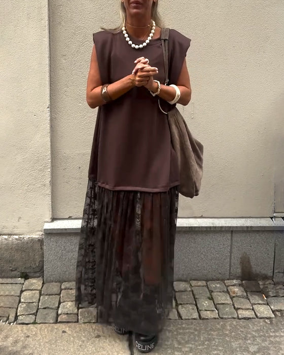 ISABELLA™ | SLEEVELESS MESH PATCHWORK DRESS