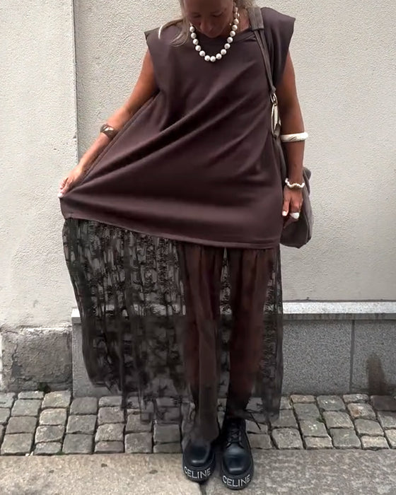 ISABELLA™ | SLEEVELESS MESH PATCHWORK DRESS