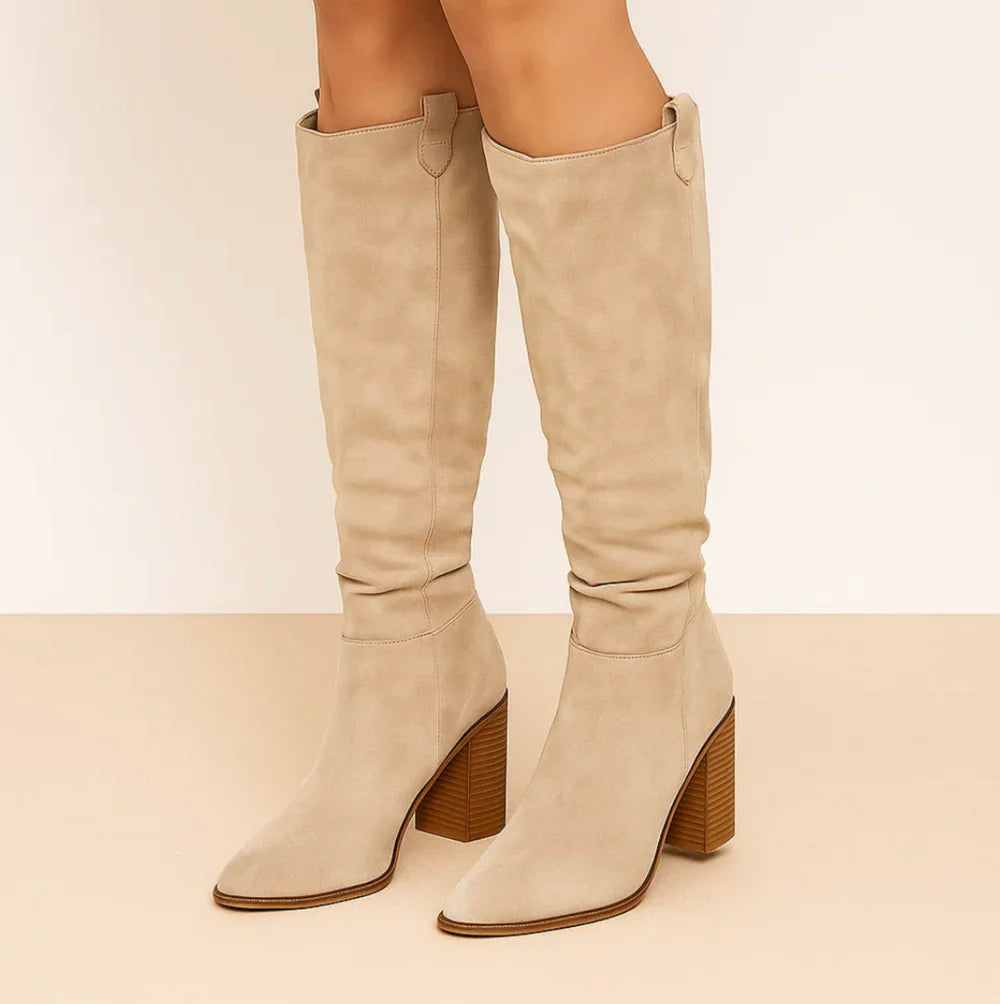 SUEVIA™ | SUEDE BLOCK HEEL BOOTS