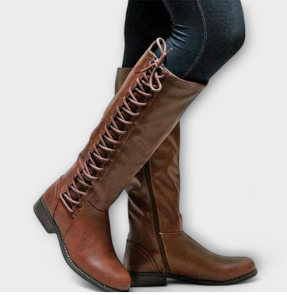 MILENNE™ | HIGH LEATHER LACE UP BOOTS