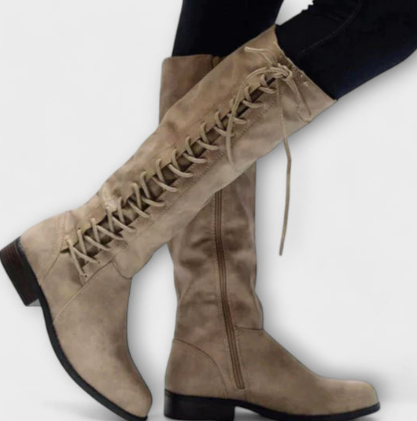 MILENNE™ | HIGH LEATHER LACE UP BOOTS