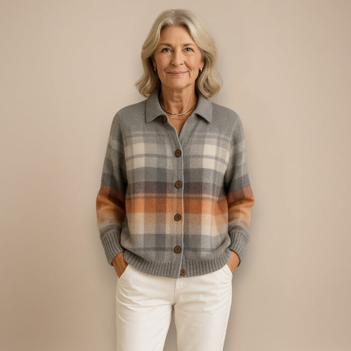 Elena | Checked Blouse in Soft Tones