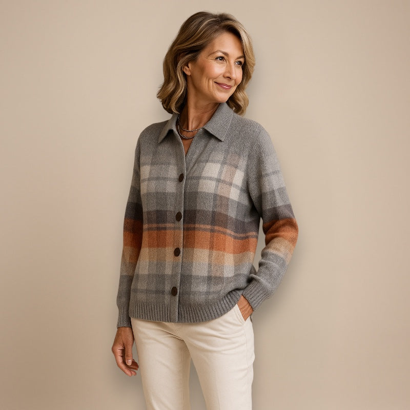 Elena | Checked Blouse in Soft Tones