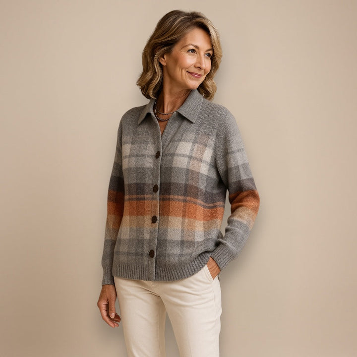 Elena | Checked Blouse in Soft Tones