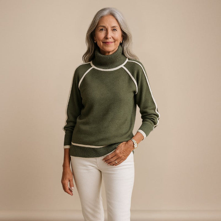 Brooke™ | Contrast Trim Turtleneck Sweater