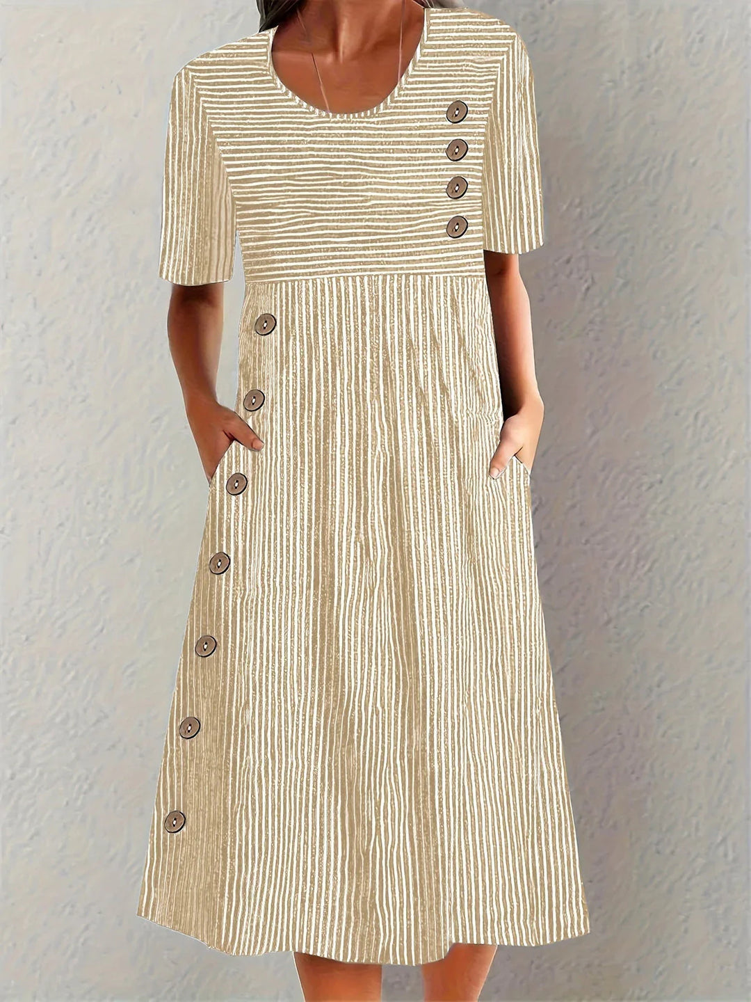 LENNA™ | STRIPED MIDI DRESS