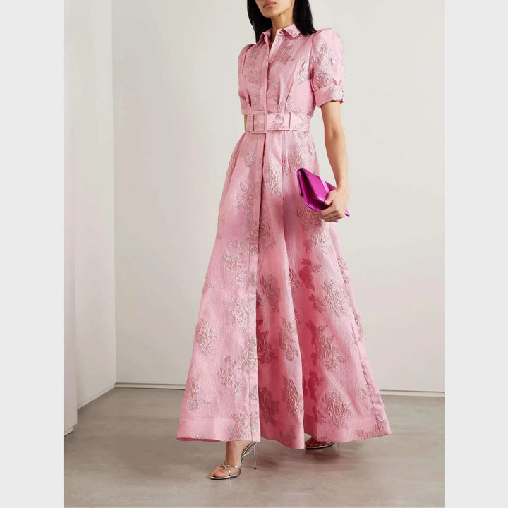 BEATRICE™ | PINK DRESS WITH PUFF SLEEVES