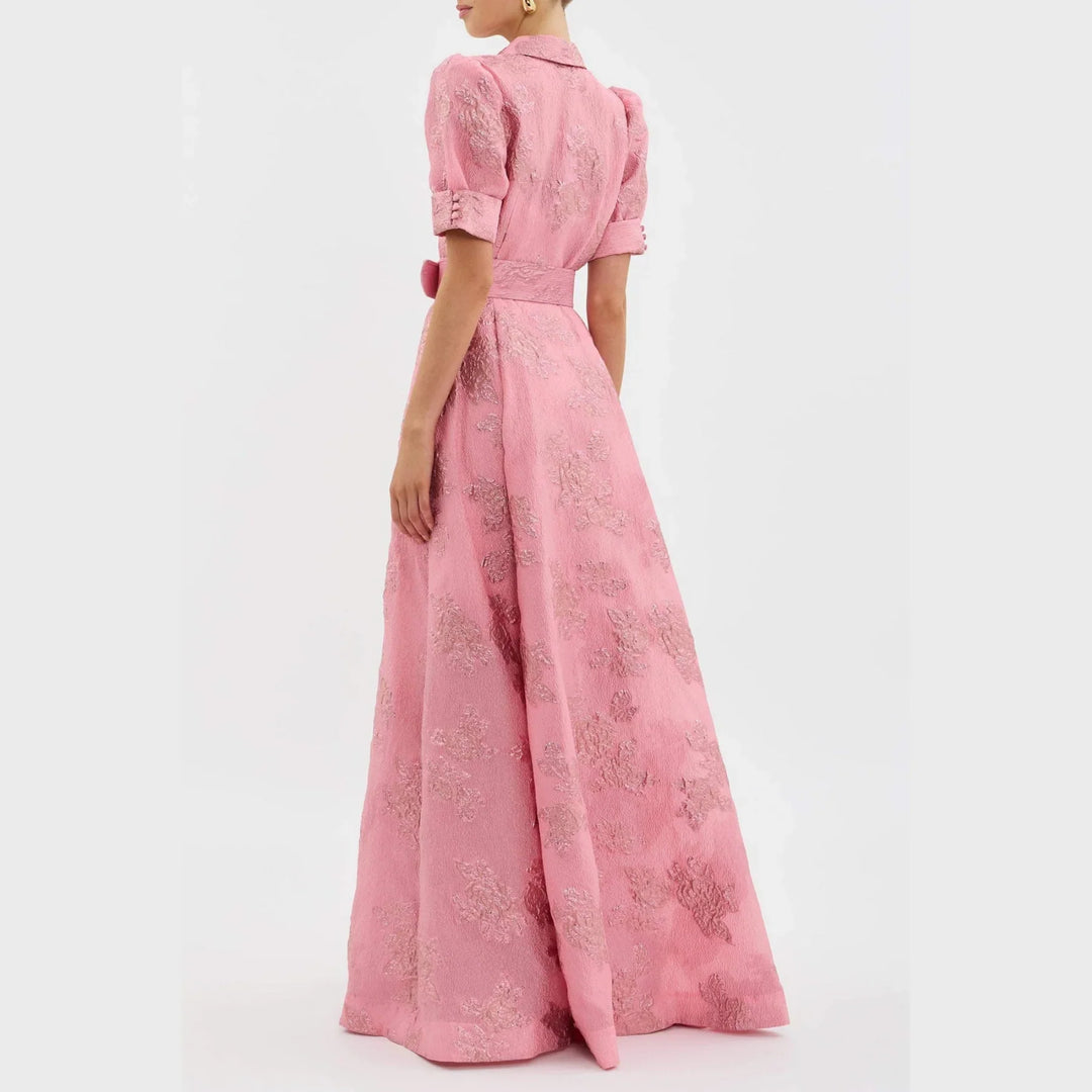 BEATRICE™ | PINK DRESS WITH PUFF SLEEVES