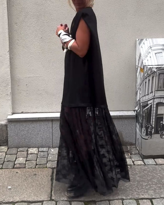 ISABELLA™ | SLEEVELESS MESH PATCHWORK DRESS