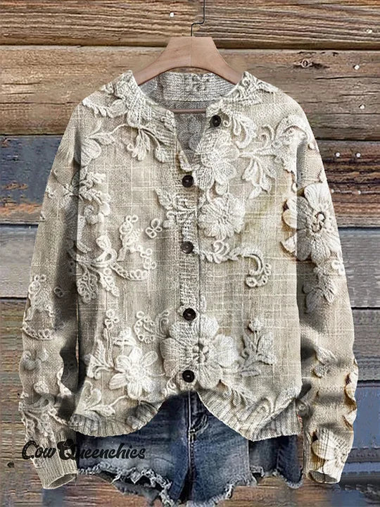 LUCIANA™ | CARDIGAN WITH PETAL TRIM