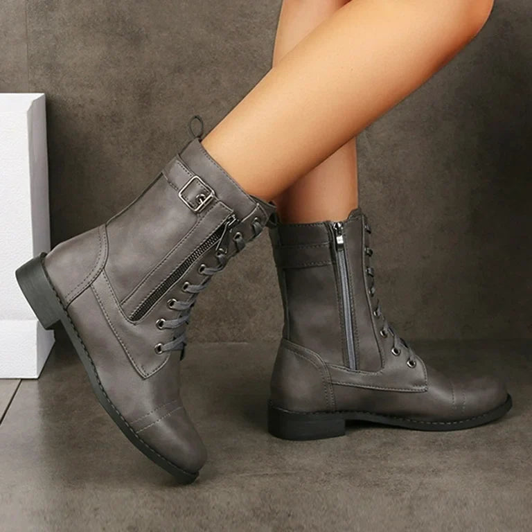 AURELIA™ | LEATHER BOOTS WITH ROUND TOE