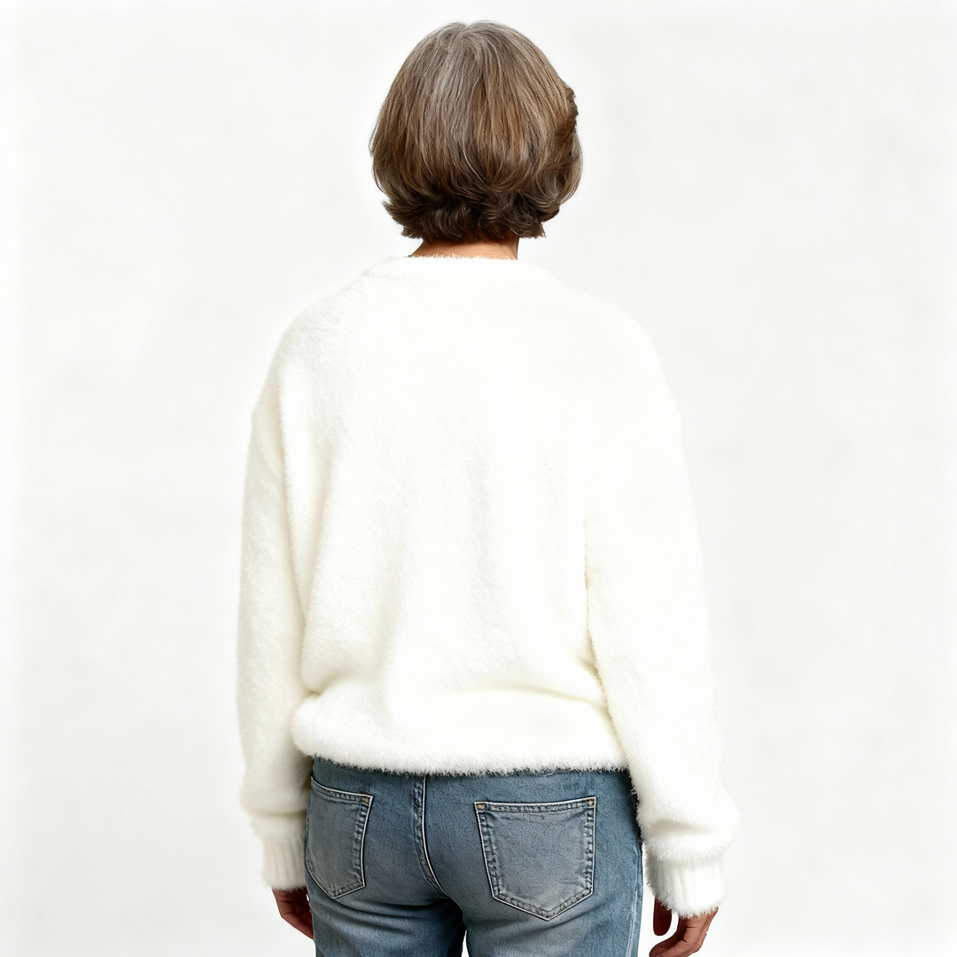 Casual Flannel Sweatshirt with Christmas Cat Print for Women